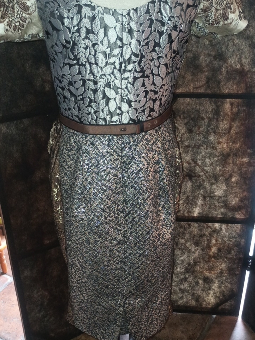 Anthropologie Byron Lars Floral Mixed-Print Midi Dress in Black and Cream - Picture 5 of 8